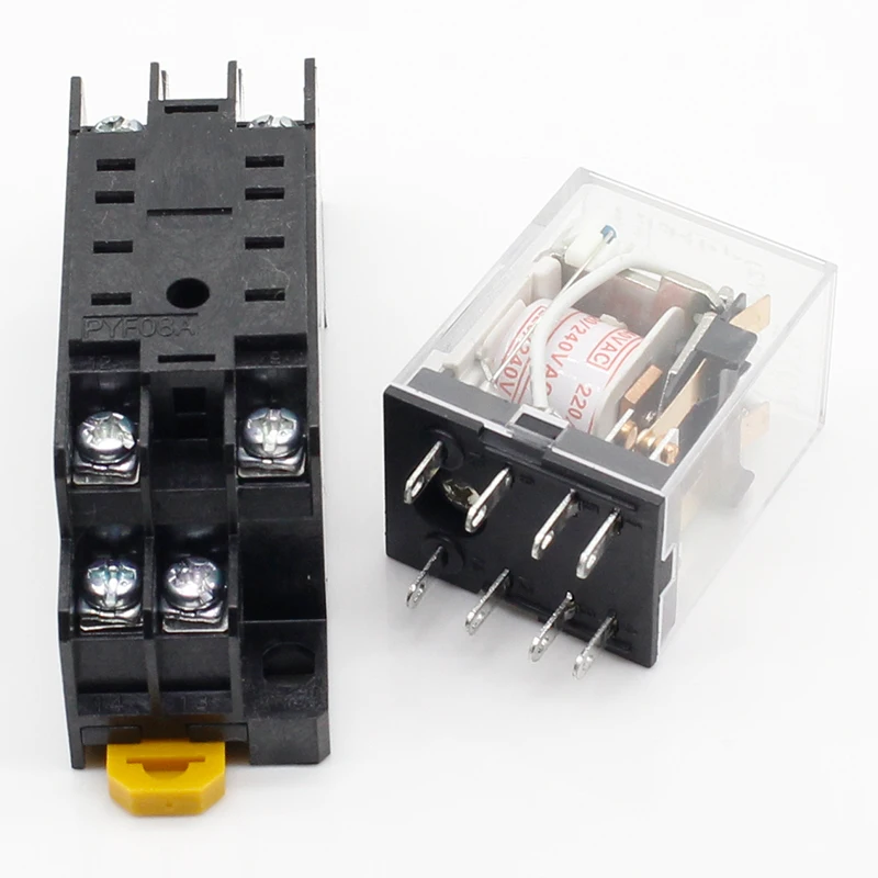 1pcs MY2P HH52P MY2NJ relay 220V AC coil high quality general purpose DPDT micro mini relay with socket base holder