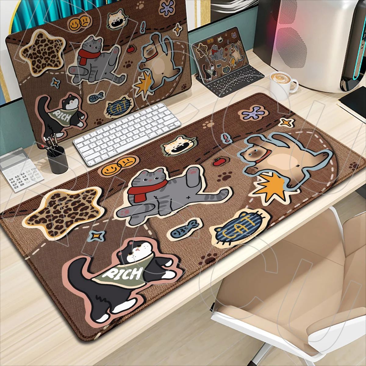 

XXL HD Cowboy animals Cat Dog Anime Cute Mouse Pad Rug Large Computer Mousepad American retro PC Gamer Rubber Keyboard Desk mat