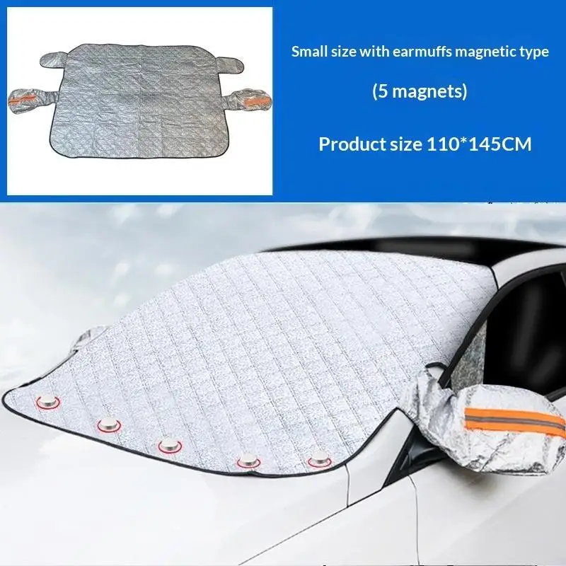 Car Front Windshield Sunshade 5 Strong Magnetic Fixation Thickened Insulation UV Protection Foldable Shade for All Car Models