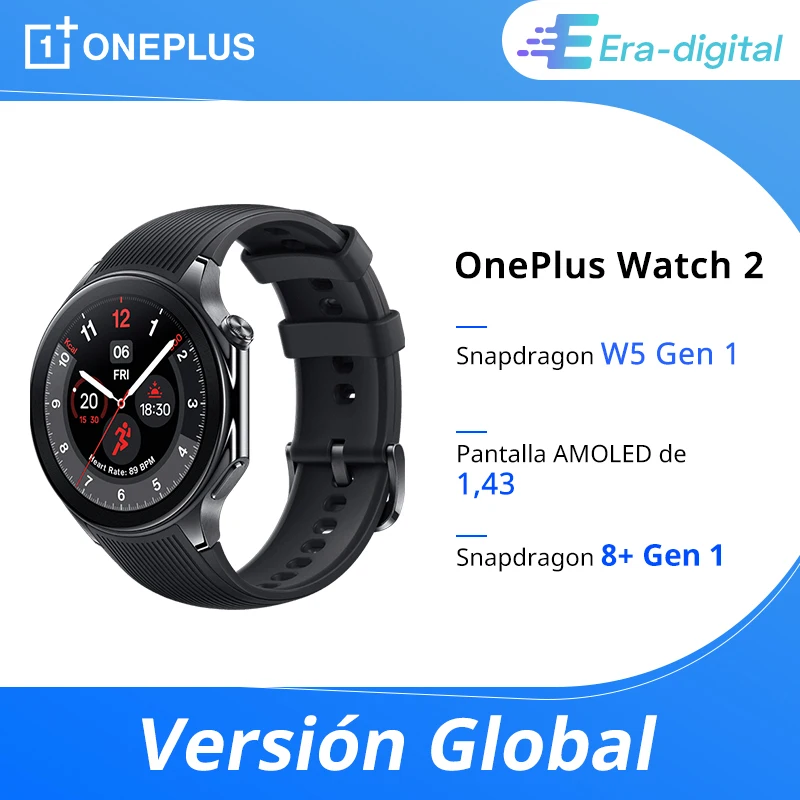 Global version OnePlus Watch 2 Smartwatch 1.43inches AMOLED Display Snapdragon W5 Gen 1 processor Dual Frequency GPS Wear OS 4 NFC Smart Watch