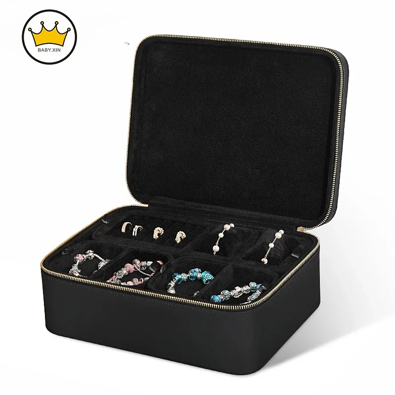 

Portable Diamond Check Jewelry Storage Box PU Leather Jewelry Box Portable Jewelry Storage Box for Business