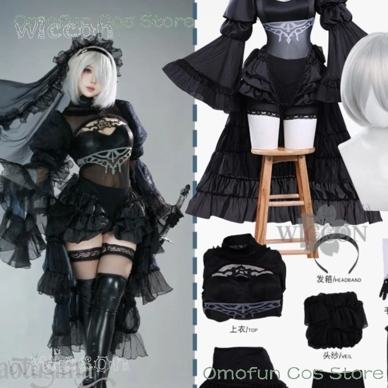 

disfraz mujer anime NeiRr game Autoaataa cosplay two B new outfit black lace bridal dress Goth Style Dress Fancy Sexy Women