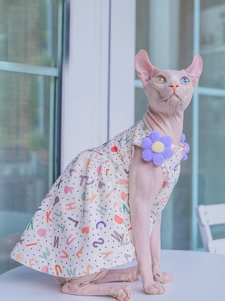 Cat clothes Sweet suspender Skirt Cotton Floral Summer Dress for Sphinx Cat Sleeveless puff Skirt For Kittens Dogs Pet Supplies