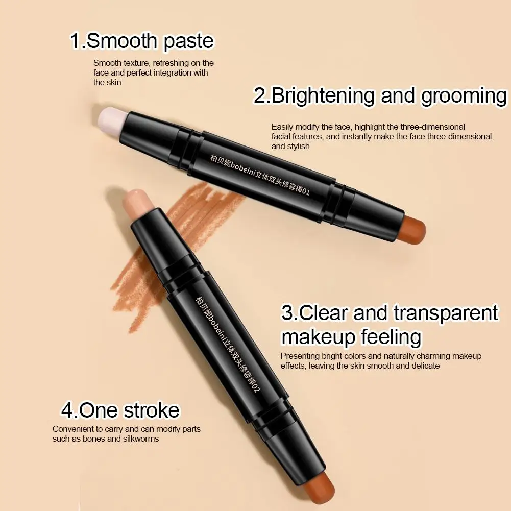 Doppel köpfiger Concealer Stick drei dimensionales Reparatur volumen aufhellen Gesicht Highlight Concealer Stift Farbe Reparatur Make-up