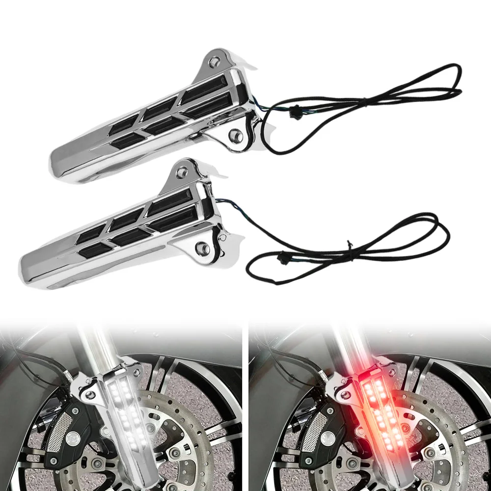 

2PCS Motorcycle Front Fork Light Red Light Fit for Harley Davidson FLHT, FLHX and FLHR Models 2014-Later Motorcycle Accessories
