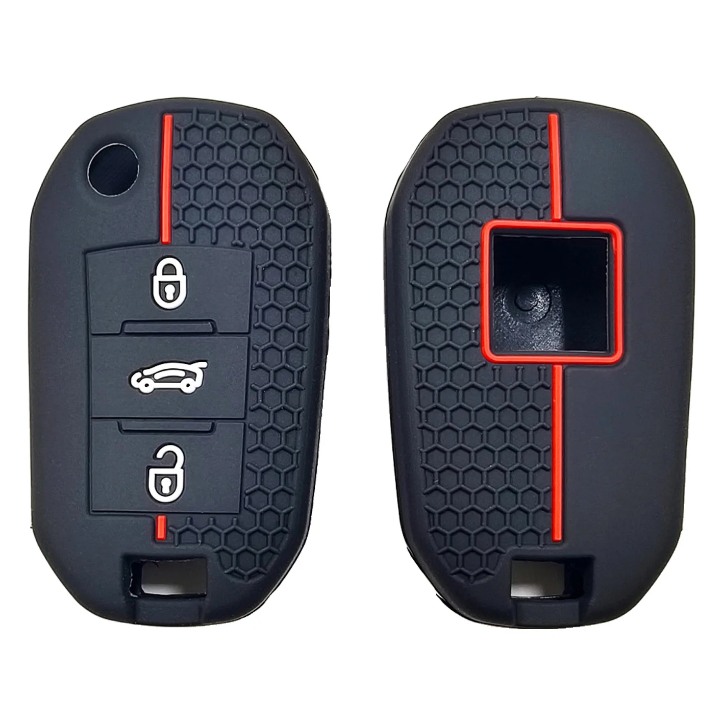 Suitable for Peugeot 301 3008 508 Folding Key Bag Citroen Elysee C3 C4L Honeycomb Pattern Silicone Coverkey case