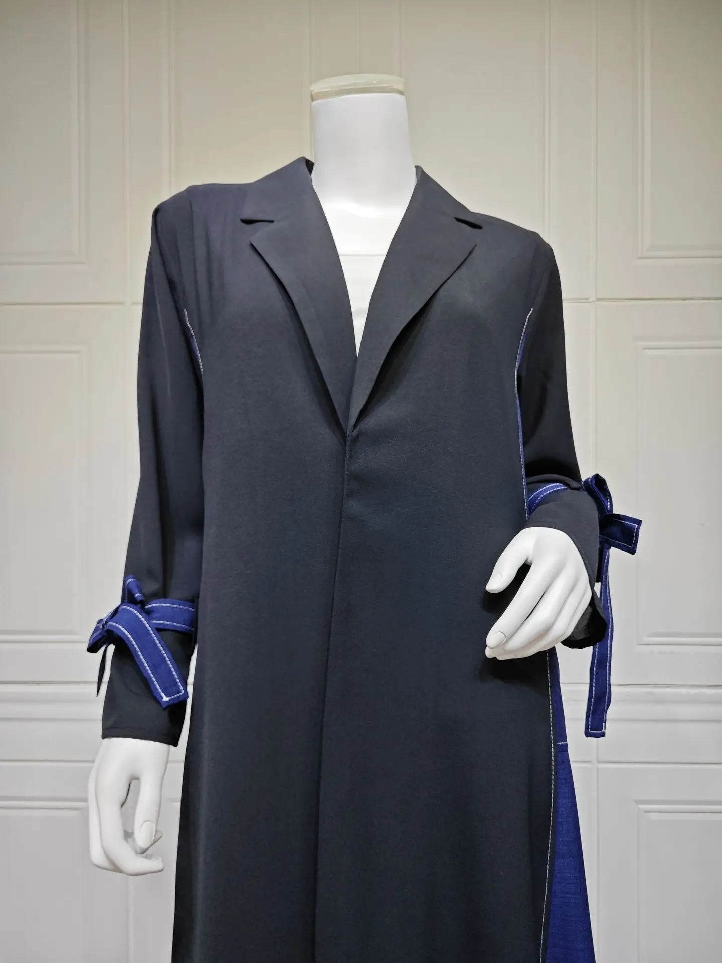 Uni Ramadan Denim Patchwork Abaya Fashion Bow Manica in bundle Caftano Abbigliamento casual elegante