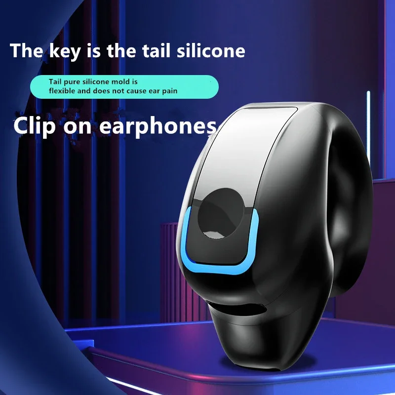 Auriculares Inalámbricos Bluetooth STTKGZD con Clip para Oreja, Auriculares de Conducción Aérea de Alta Calidad, Auriculares TWS Deportivos con Cancelación de Ruido