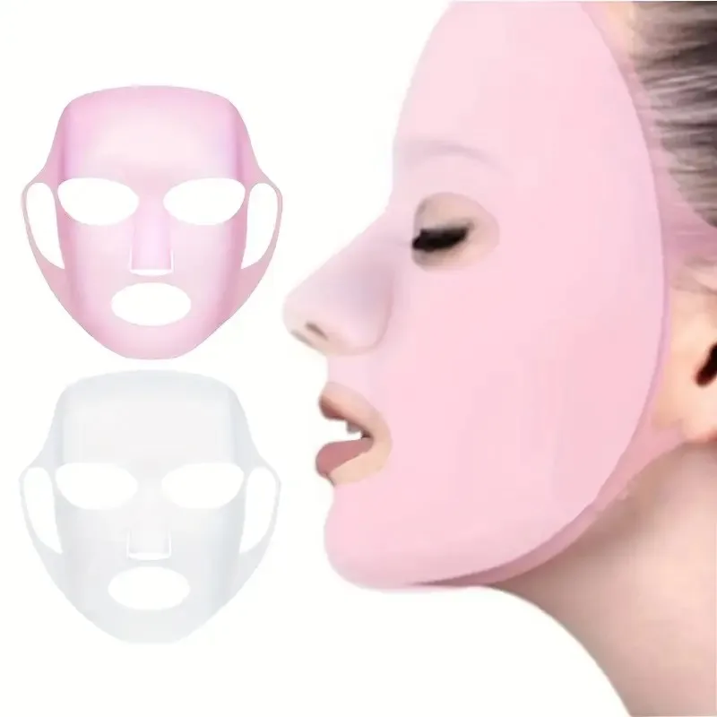 3D Silicone Mask Cover with Ear Straps - Reusable Face Mask Shield for Enhanced Essence Absorption, Anti-Evaporation Facial Care