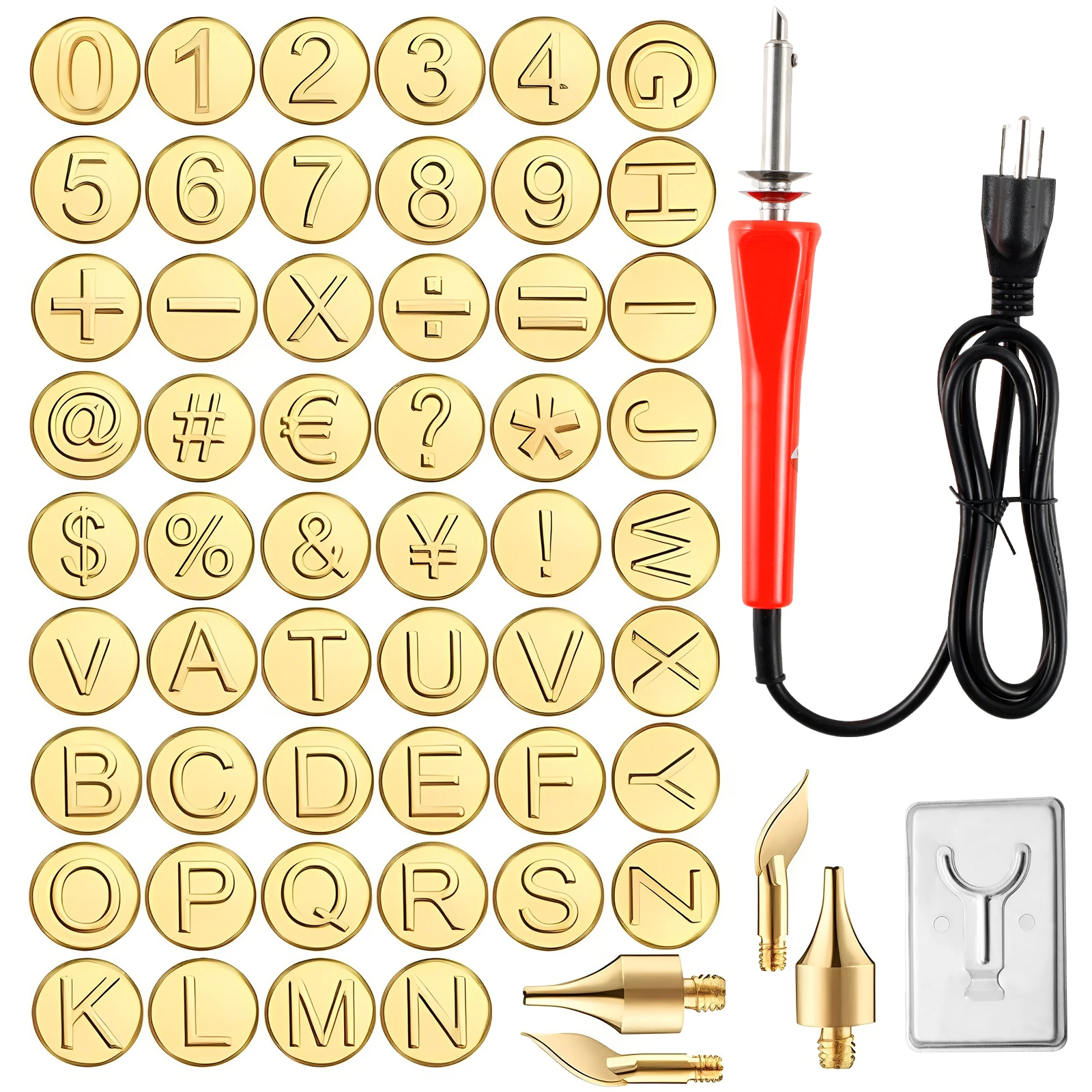 Set di punte per bruciare il legno 26 lettere Kit di punte per bruciare il legno numero di lettere in rame stencil per saldatore testa per intaglio in rilievo fai da te