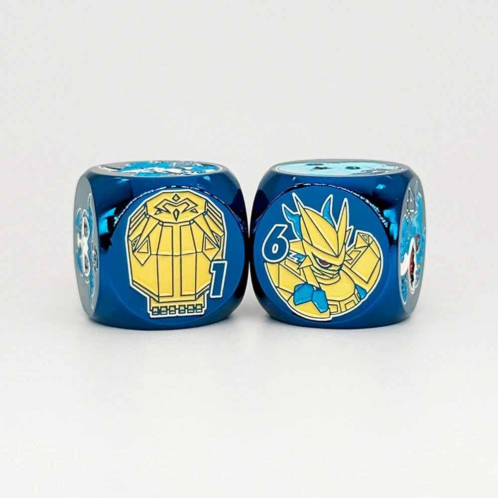 Dado Metálico Multifacético Magnamon de Digimon Adventure, Dado Especial de Una Pieza para Juegos de Mesa, Regalos y Juguetes