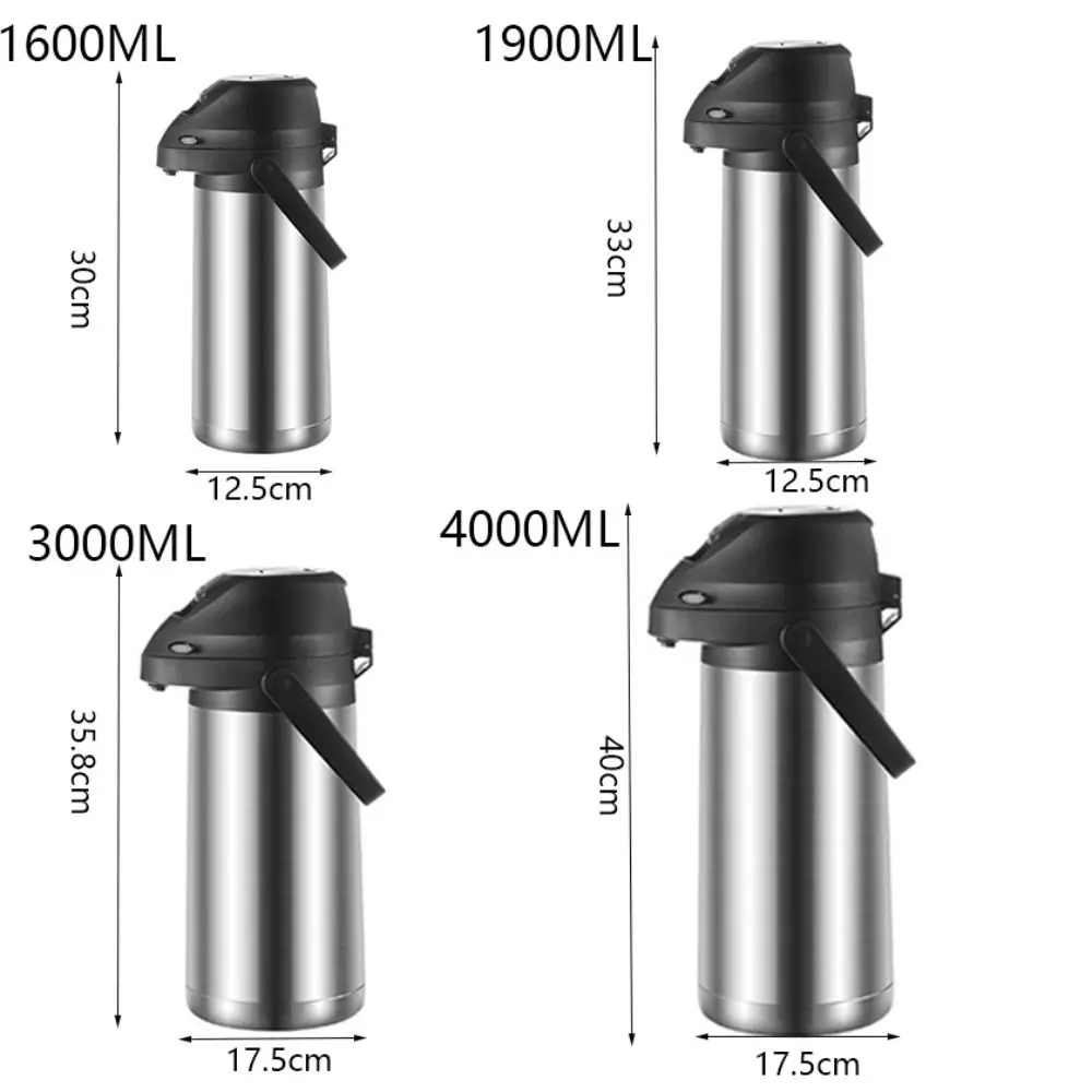 Stainless Steel Airpot Coffee Pot Press-type with Pump Thermos Kettle Insulated Large Capacity Water Dispenser Camping