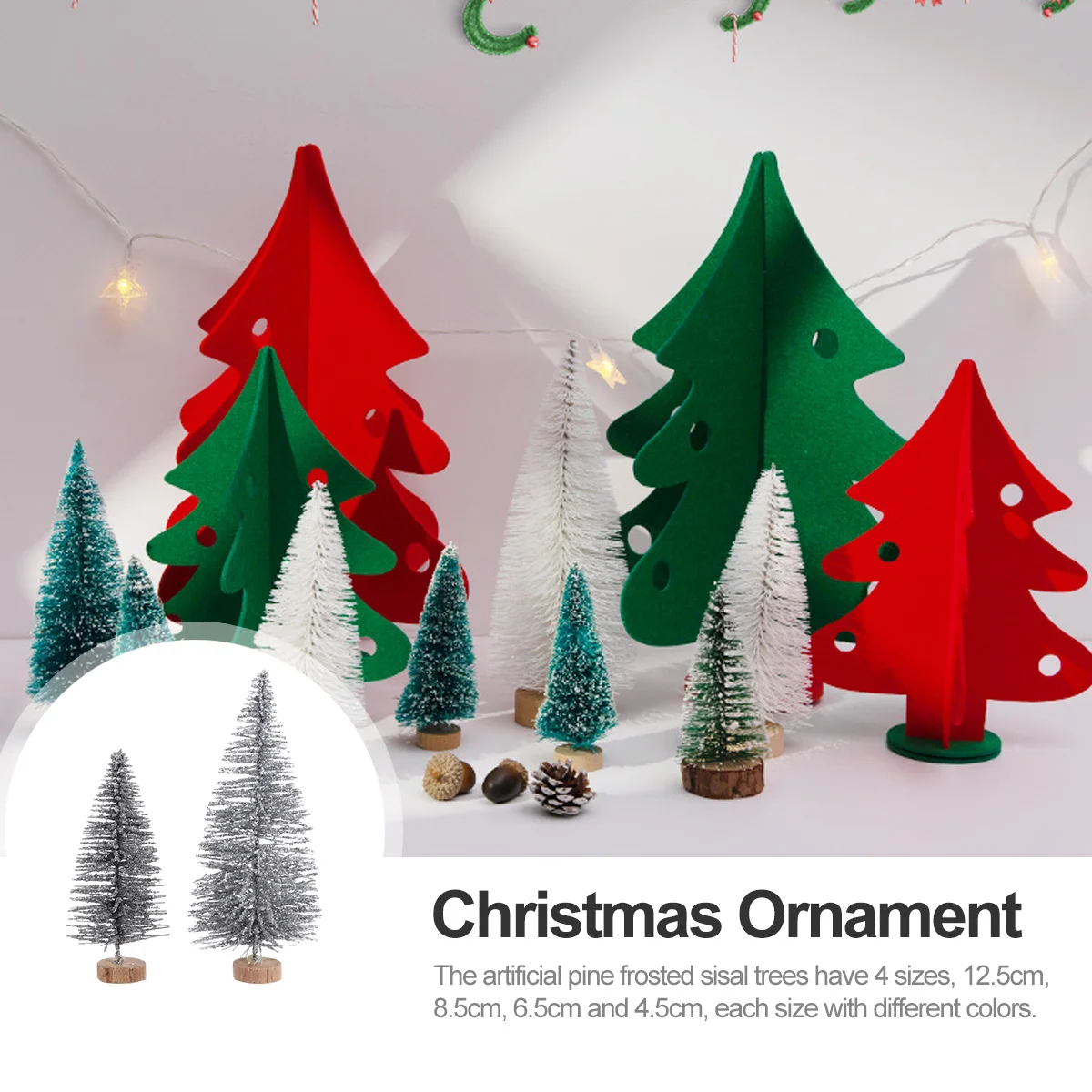 

40pcs Wooden Christmas Set Artificial Pine Tree Decoration For Holiday Home Party Xmas Decor Fake Tree Simulate Green Pine Xmas