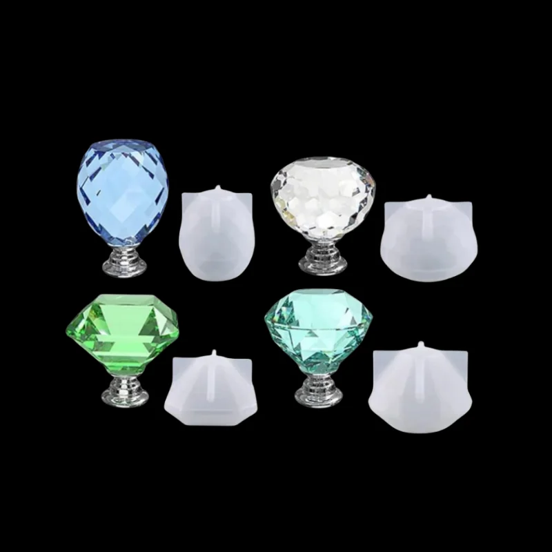 DIY Crystal Epoxy Resin Mold Faceted Polygon Drawer Handle Accessories Silicone Mould