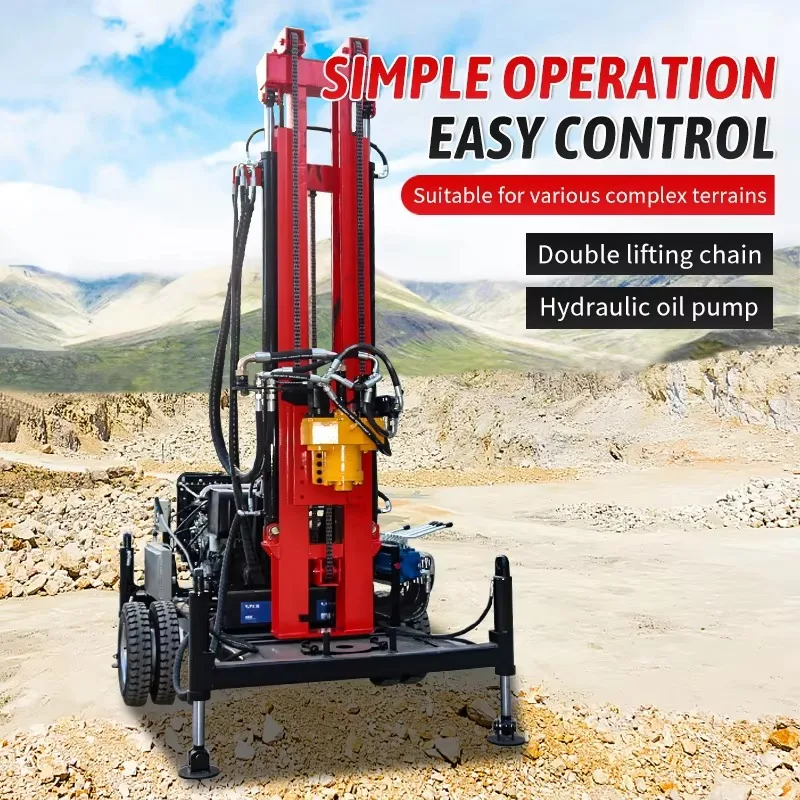 Customized Wheel Type Pneumatic Water Well Drilling Rig Direct Sales Fully Hydraulic Diesel Water Well Drilling Rig Customizable