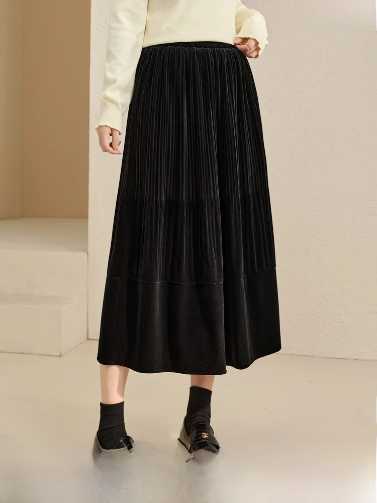 

Американская ретро-юбка оверсайз из вельвета, свободного кроя, для женщин больших размеров, новинка весеннего сезона, повседневная юбка А-силуэта