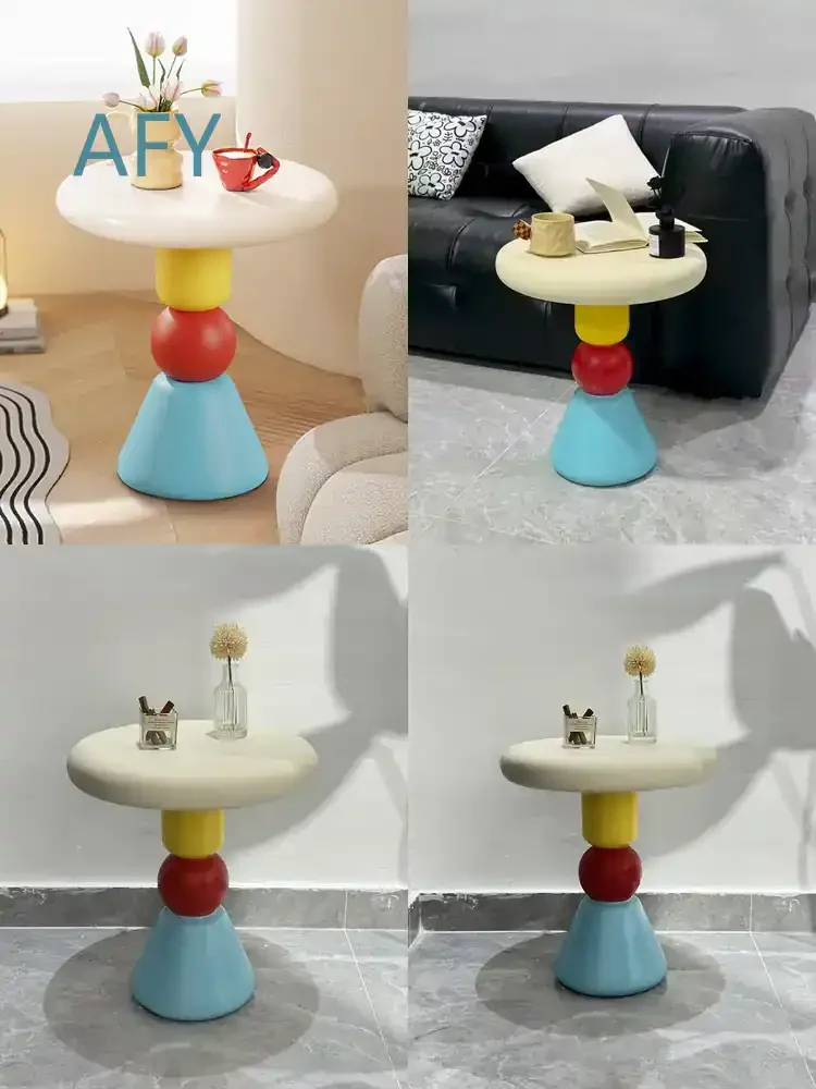Creative Colorful Circular Coffee Table for Home Living Room TV Cabinet Sofa Side Corner Tables Resin Sculpture Decoration