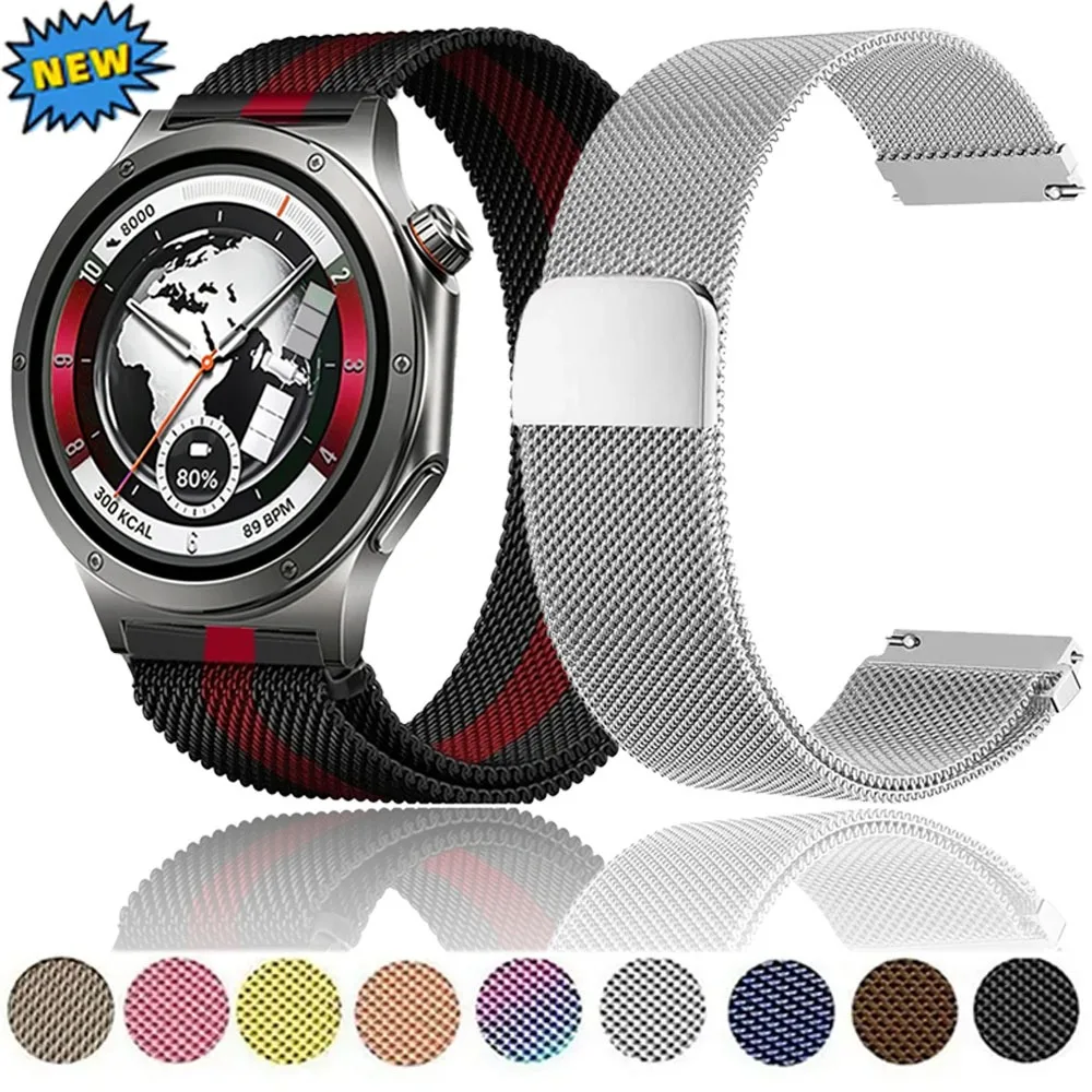 20/22mm Metal Milanese Strap for Oneplus Watch 4/3/2/Lite OPPO X3-S-X2 Comfortable Magnetic Wristband for Xiaomi 5 S5-4-3-2 Belt