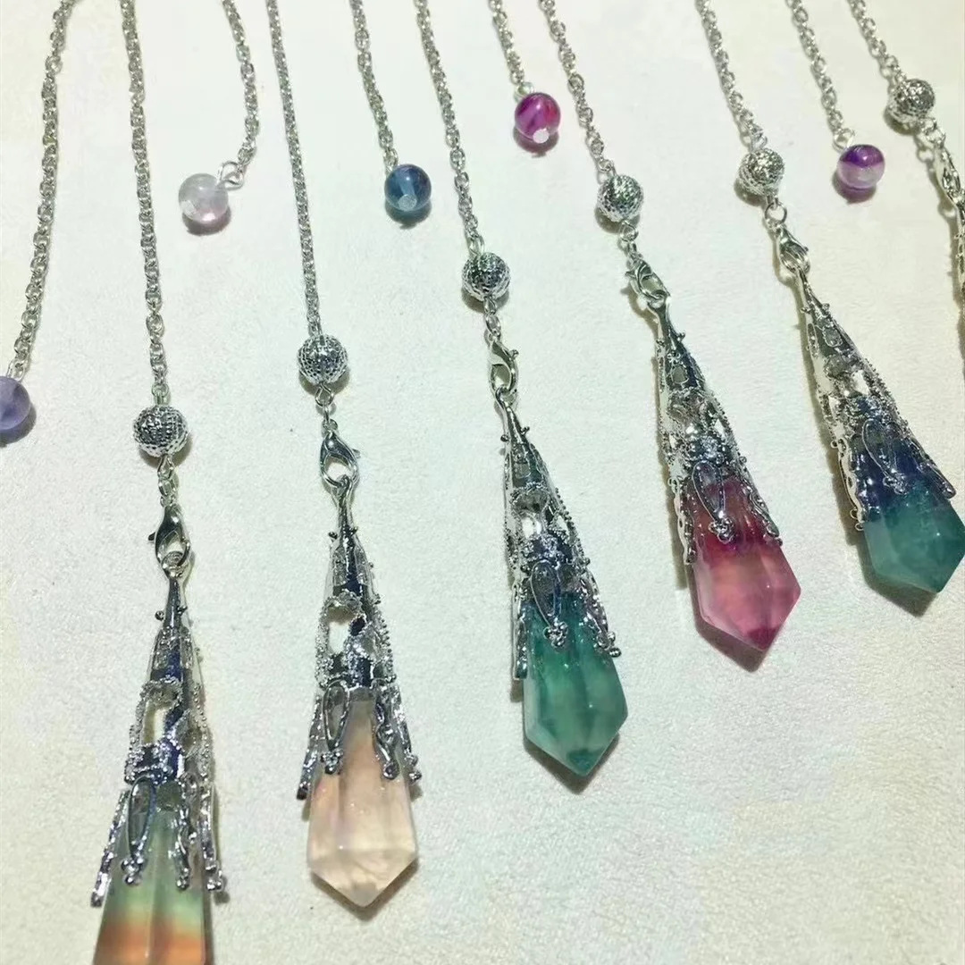 10pcs/bag natural random cute small fluorite point pendulum home decoration gift girl gift