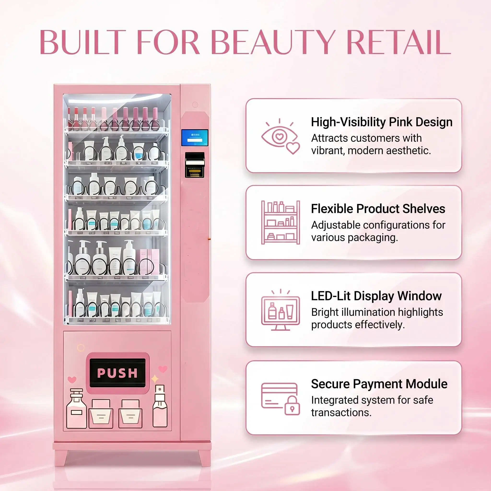 24-hour Automatic Nail Printer Vending Machine WiFi Vandal-Proof Auto Clean Function Beauty Custom Smart Commercial Equipment