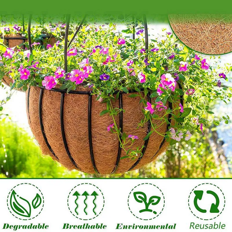 6 Pcs Round Coconut Liner Coconut Replacement Liner For Hanging Baskets Planters Flowers