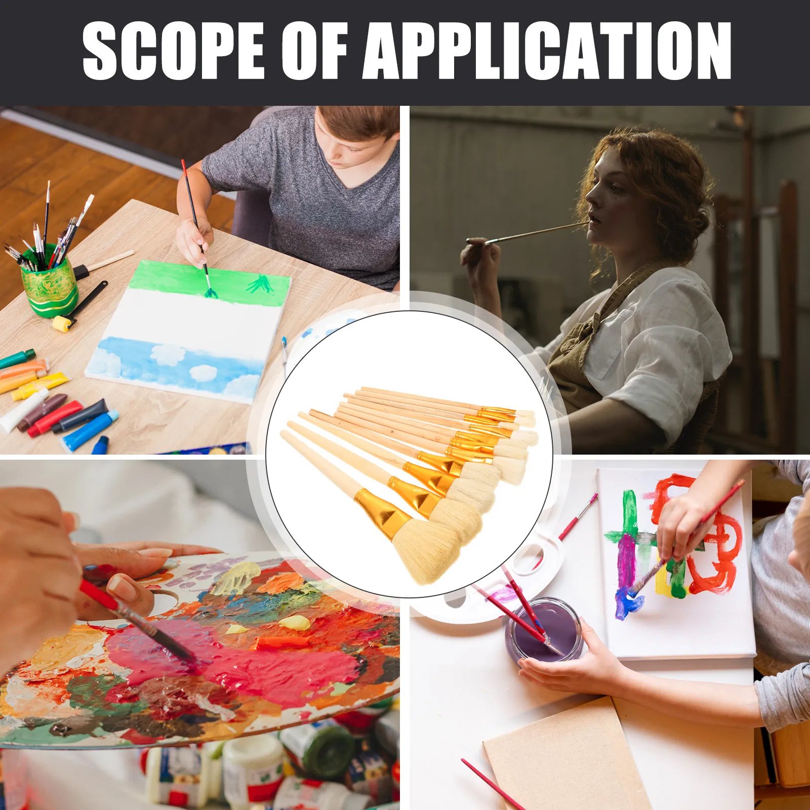 

Набор кистей для акварели, 12 шт., многофункциональный, эргономичный дизайн, для ежедневного домашнего использования, набор кистей для рисования, принадлежности для живописи