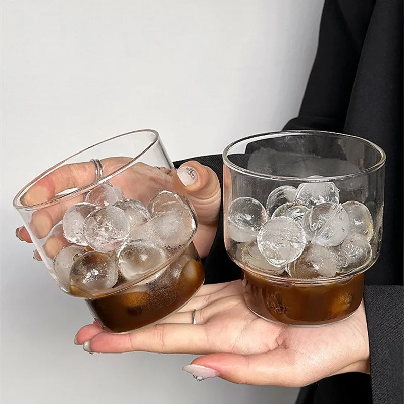 Stackable Clear Glass Coffee Smoothie Cup Teat Milk Water Latte Wine Glass Mug Tumbler Cup Transparent Glassware Whisky Beer Cup