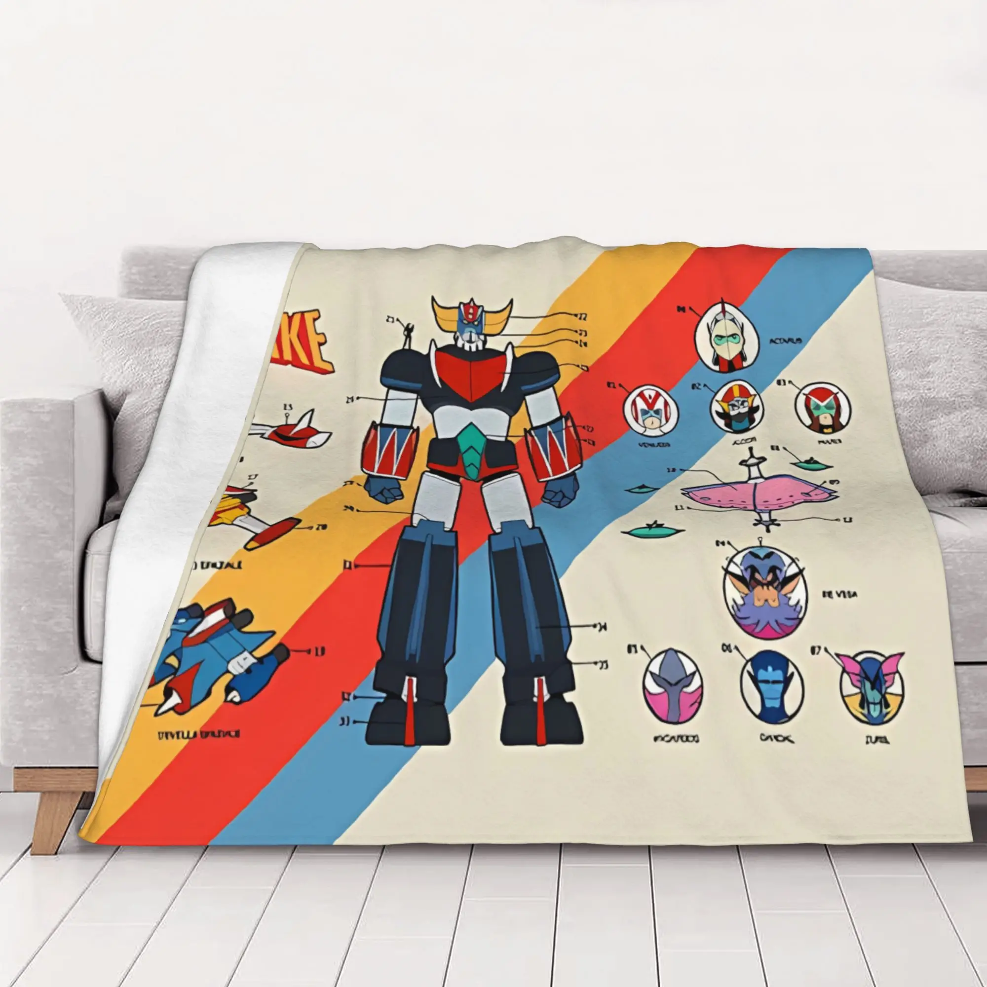 1PC home Cute Room Decor Ufo Robot VHS   ITA Blanket Throw Blanket Goldorak Novelty Warm Blanket All Season