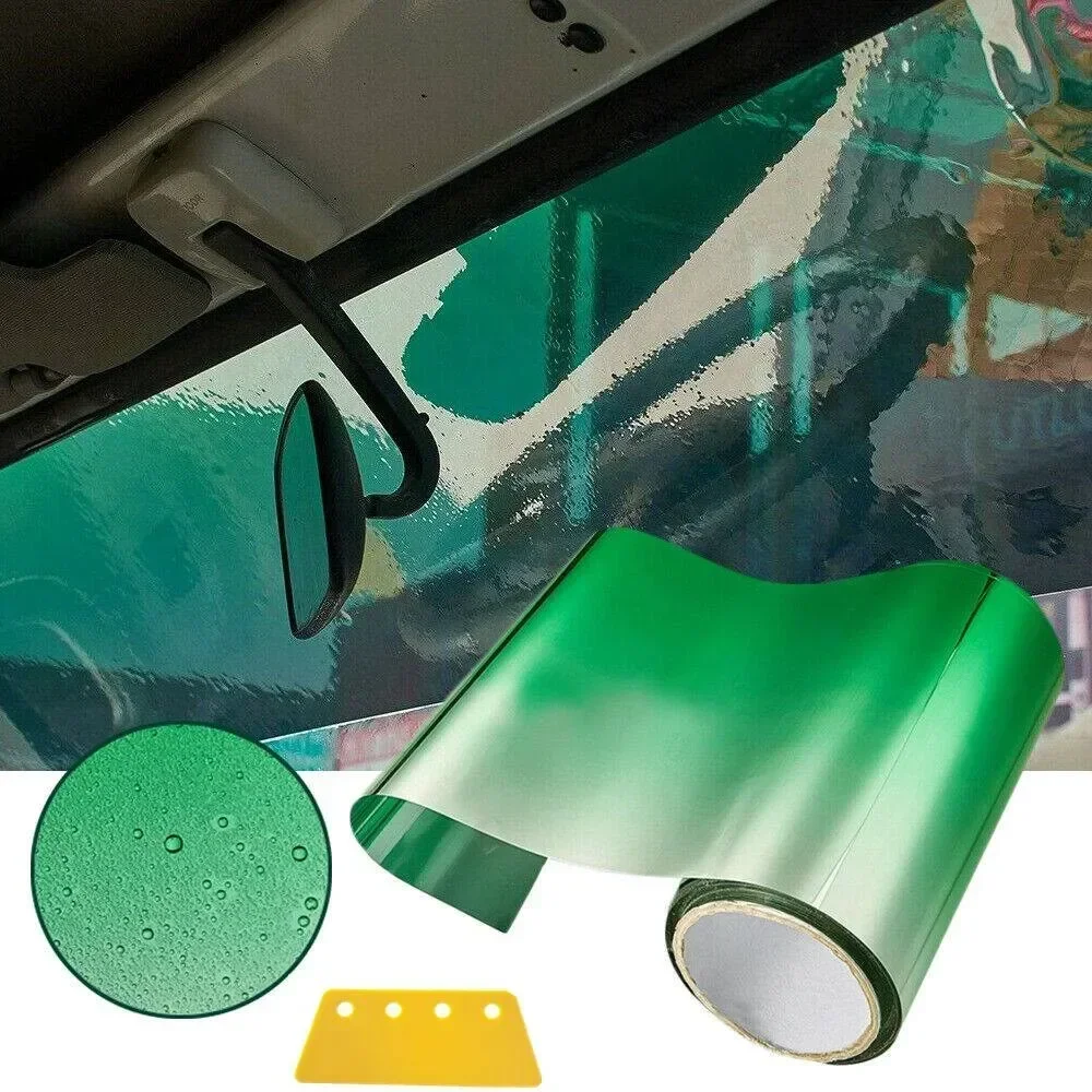 Easy to Clean and Maintain, 150cm Green Sun Visor Strip Tint Film for Car Front Windshield, UV Protection and Easy to Install