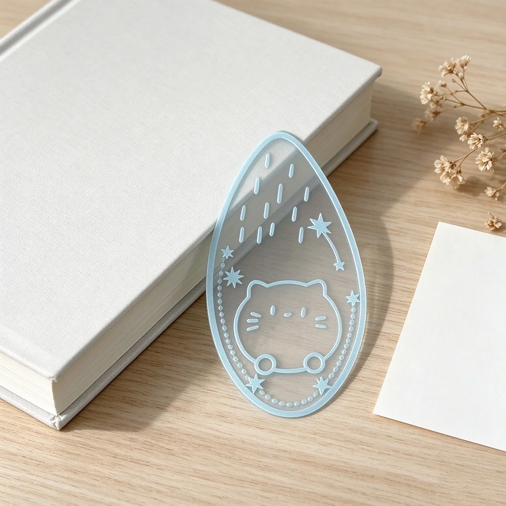 Cute Cat Teardrop Bookmark Cartoon Pattern Reading Page Marker Journal Decoration Stationery Gift