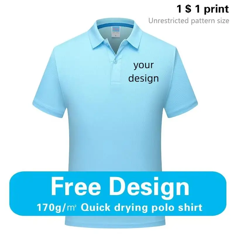 Sports quick-drying polo shirt Custom printed logo lapel cheap advertising T-sh…