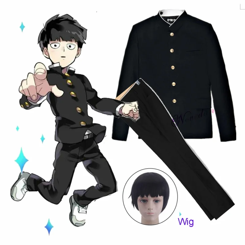 Mob psyfor 100 mobu saiko hyaku kager esulting shiteleo cosplay kostüm schwarzer gazaran anzug perücke männer jk schuluniform s-4xl