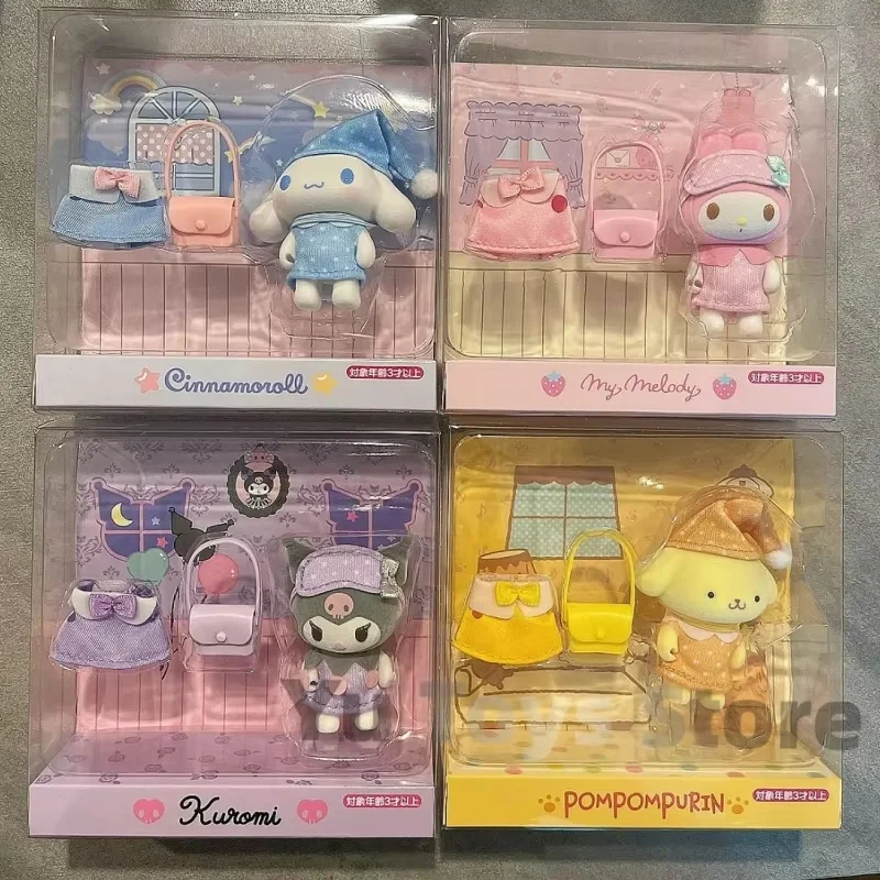 In Stock Sanrio Kuromi My Melody Cinnamoroll Pochacco Sleeping Suit Restaurant Waiter Doll Decoration Anime Plushine Gift