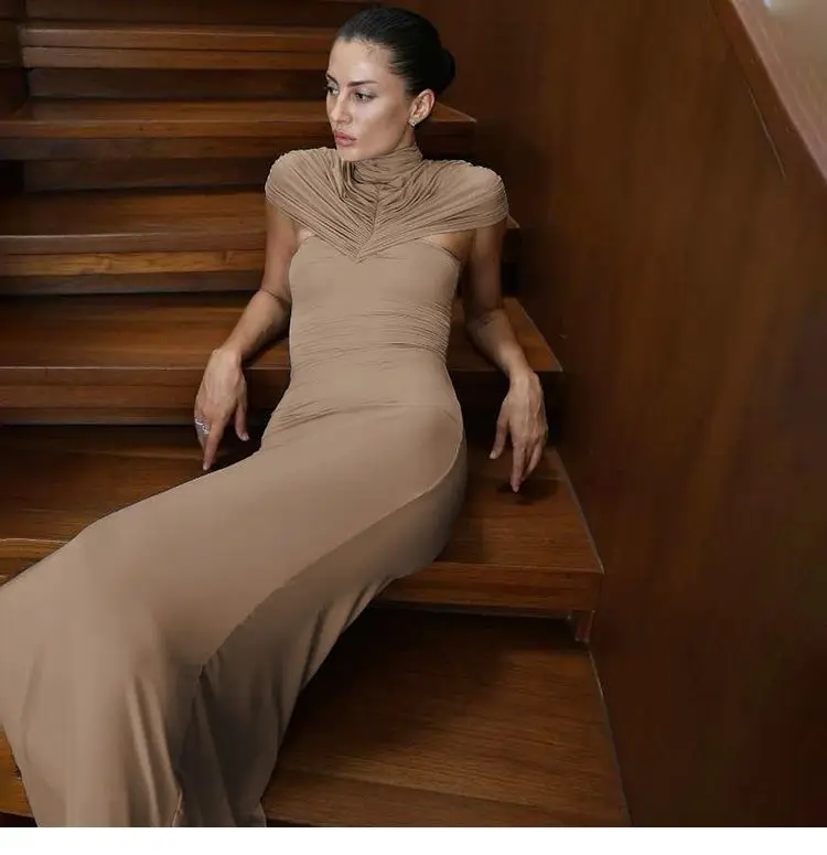 Bodycon فساتين كوكتيل امرأة قابل للغسل متعدد الألوان قلم رصاص ريترو سيدة ربط الرقبة العجل طول خمر السيدات الكلاسيكية الطراز القديم