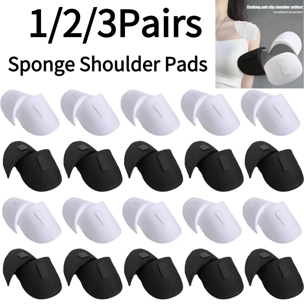 1/2/3Pairs Foam Sponge Shoulder Pads Sewing Set-in Shoulder Pads For Women Men Jacket Blazer T-Shirt Clothing Garment Accessory
