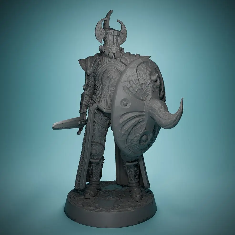 55mm 70mm Furnace Shield-bearing Sword Knight Board Game Chess Pieces 3D Printed Unassembled Unpainted Self-assembly Model
