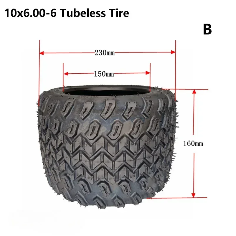 Motorcycle Tubeless Tires for Halei Electric Vehicle Mini Citycoco 10 Inch 10x6.00-6 Widened Vacuum Tyres