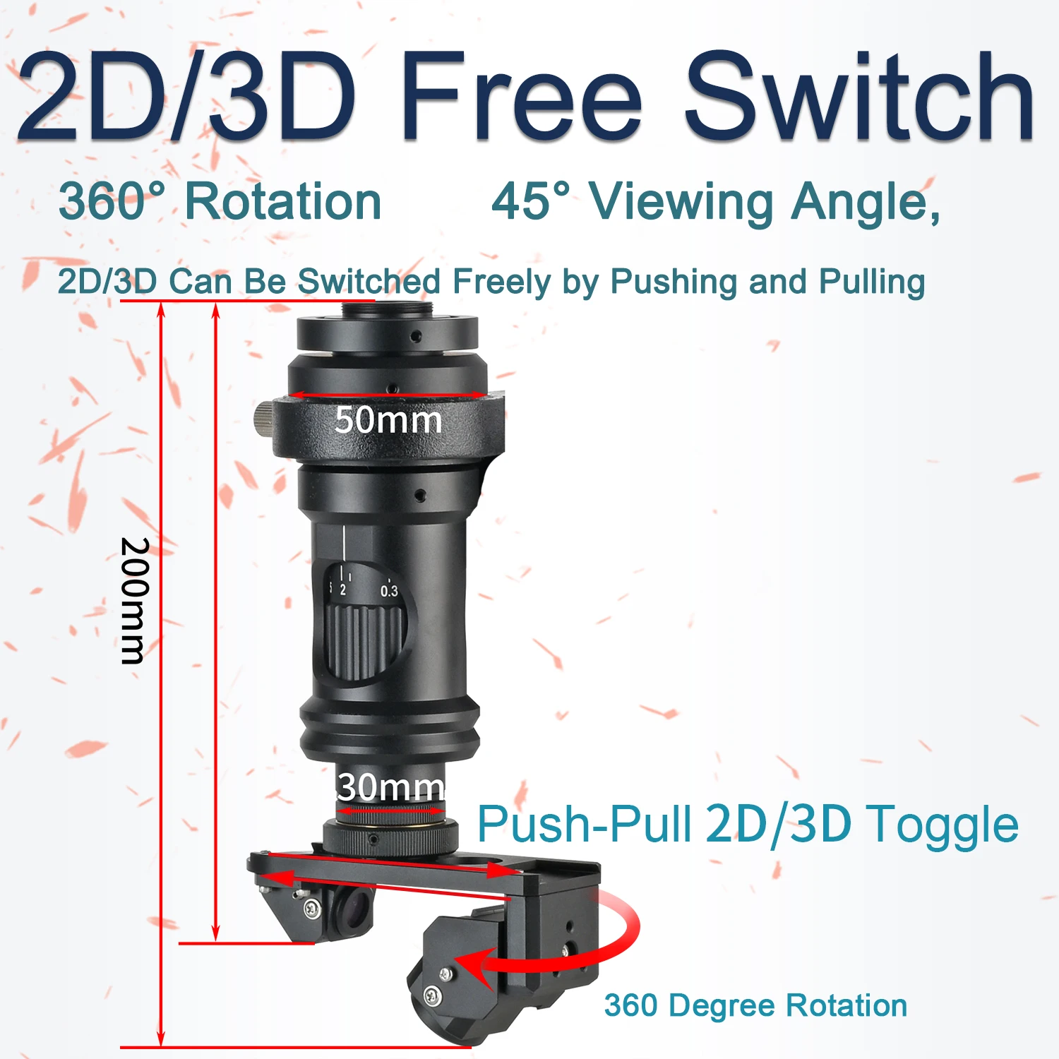 KOPPACE 20X-150X 3D Industrial Microscope 2D/3D Freely Switch Continuous Zoom Lens 360 ° Rotating With Microscope Bracket