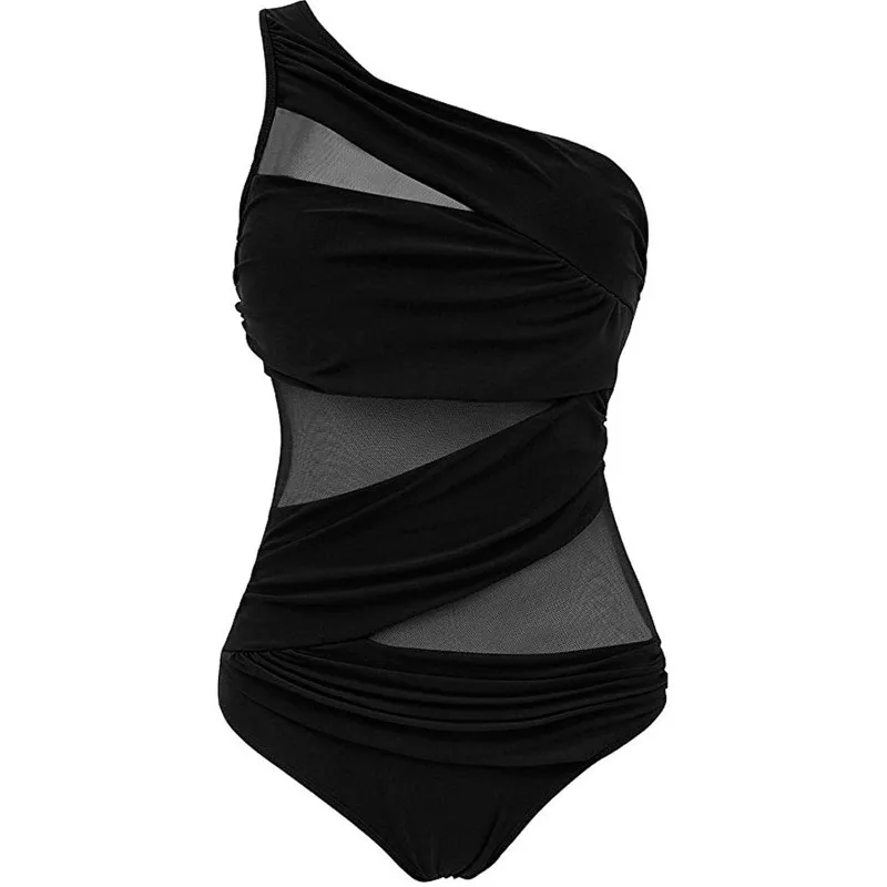 

Summer Fashion Swimwear Swimsuit See Through Mesh Bikinis One Piece Swimming Costume Women´s One Shoulder
