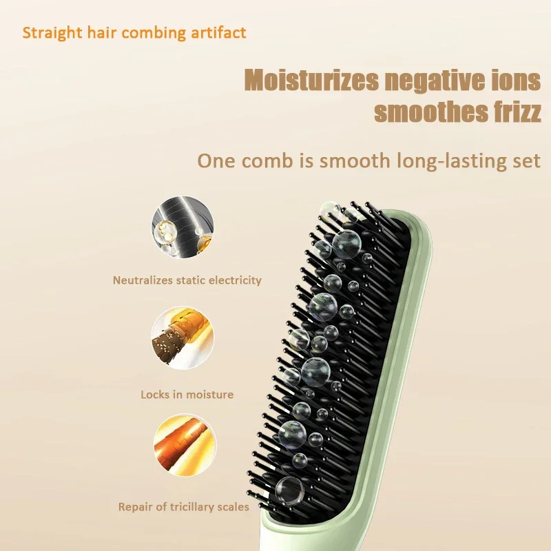 Flat Comb Negative Ions  Fluffy Straightening Board Clip  Household Curling Iron Dual-purpose  Hot Splint Electric Comb