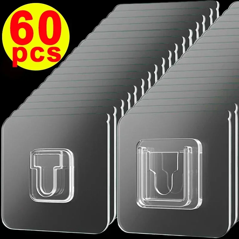 Strong, Clear Double-Sided Adhesive Wall Hooks for Kitchen & Bedroom 1