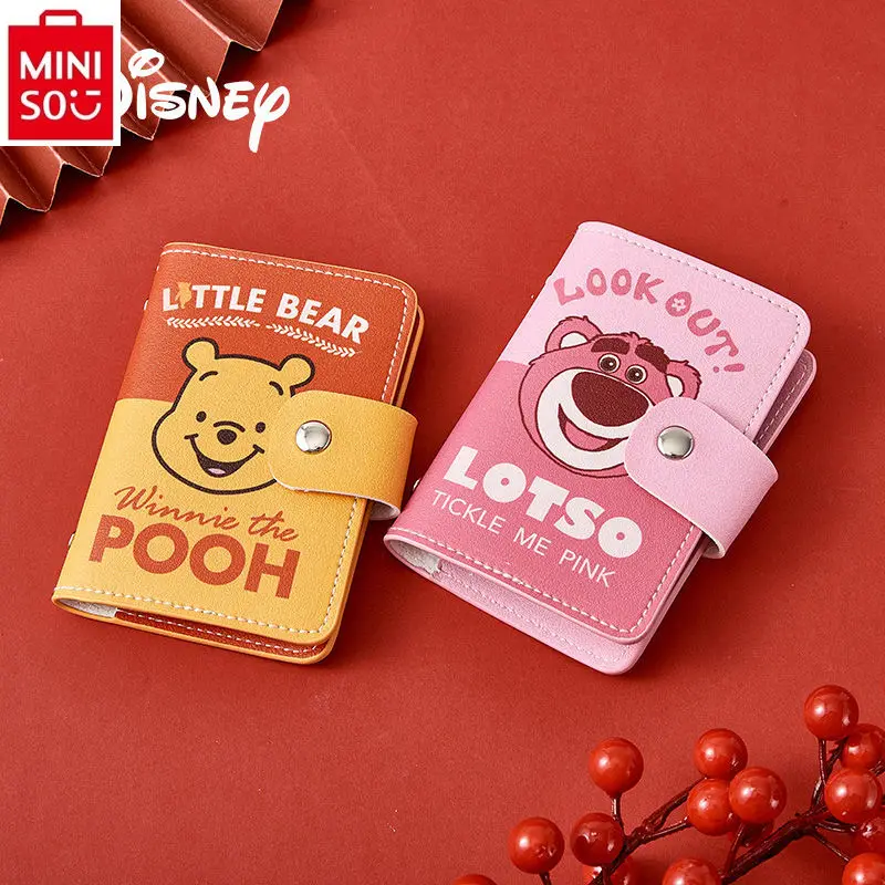 

MINISO Disney Cartoon Winnie the Pooh Compact Anti Magnetic Anti theft Card Swipe Bag for Women Multi functional Storage Wallet