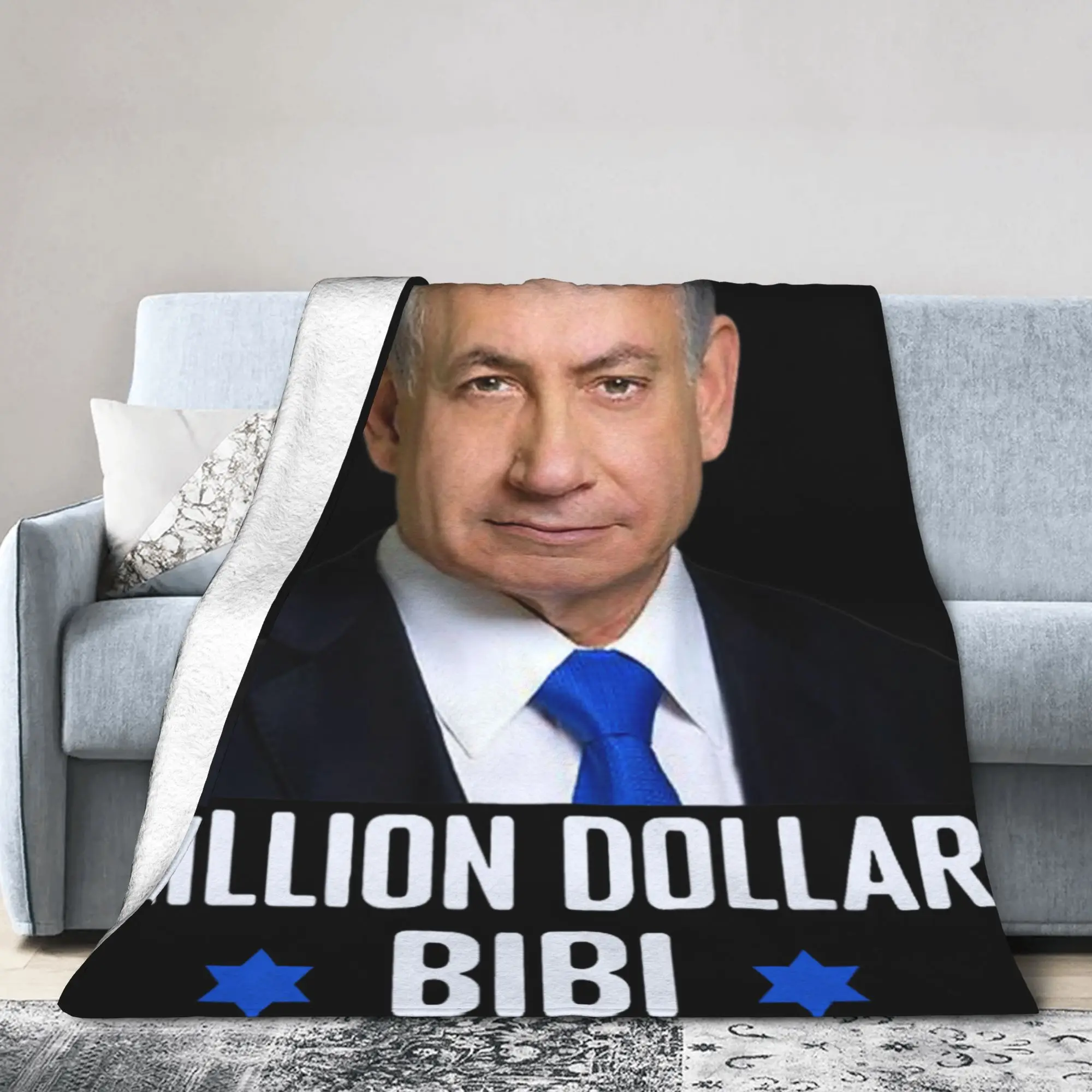 Million Dollar Bibi Benjamin Netanyahu Throw Blanket Warm Soft Blanket For Home Decor Camping Flannel Bedspread Bed Cover