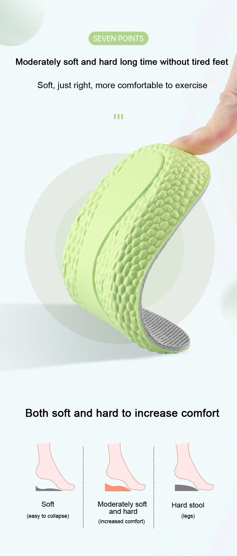 Seven Point Height Increase Insoles Invisible Inner Heightening Pad Sneaker Half Cushion Sports Shoes Boost Pads for Men Women