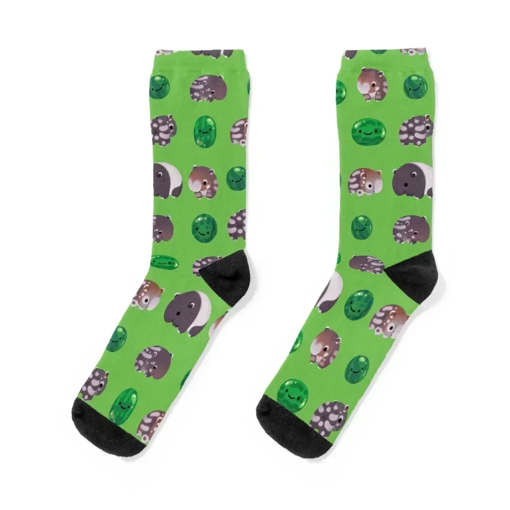 

Tapir and baby watermelons Socks christmas stocking men cotton high quality heated New year's Socks For Women Men's