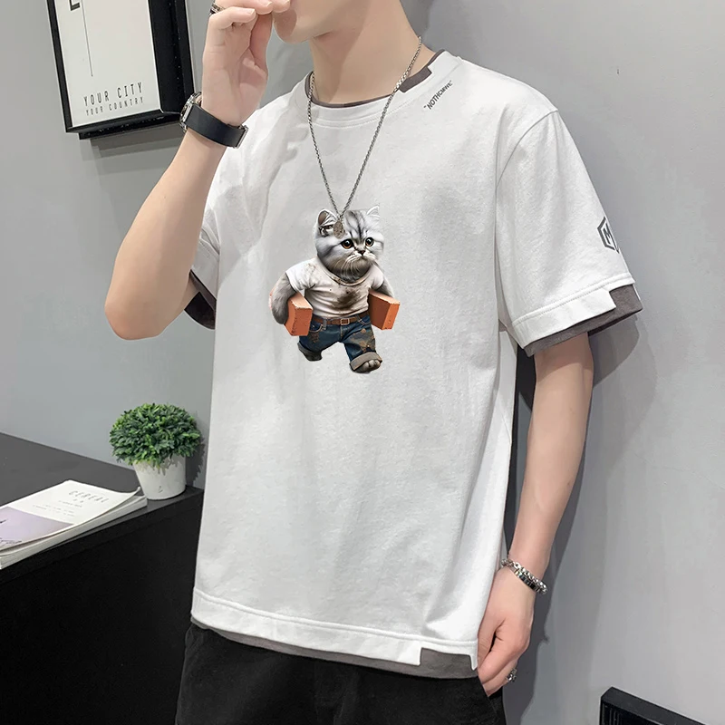 

Loose Fit Men's Cotton T-irt round Ne ort Sve Casual Breathable Summer Faion Top for Youth And Adults Large Size