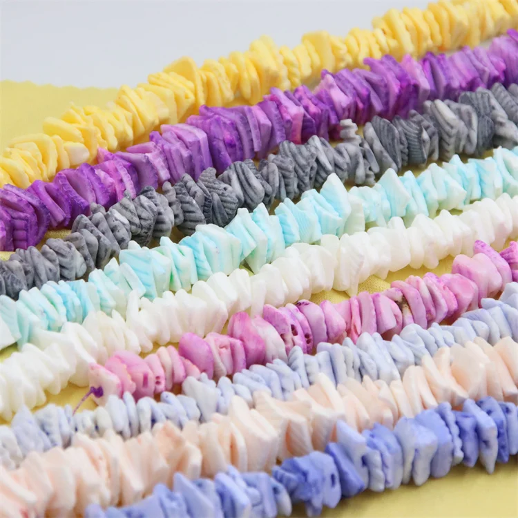 ZFSilver Multi-color Natural Dyeing-Shell Irregular Square Slice Loose Beads For DIY Charm Elegant Necklaces Bracelets Jewelry
