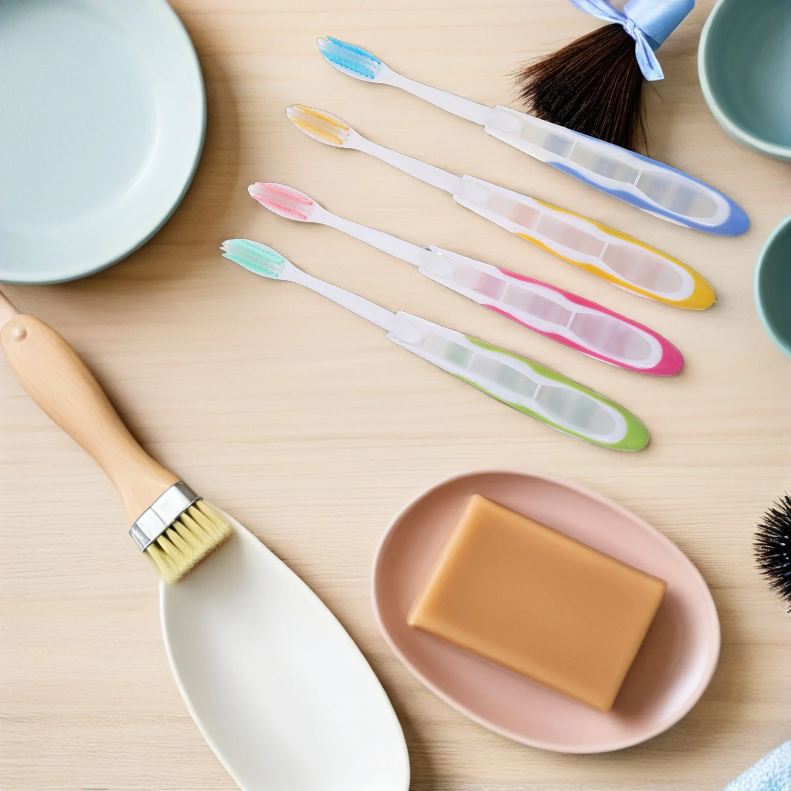 Portable Folding Toothbrush Lightweight Travel Soft Bristles Compact Design Convenient Oral Cleaning Daily Hygiene