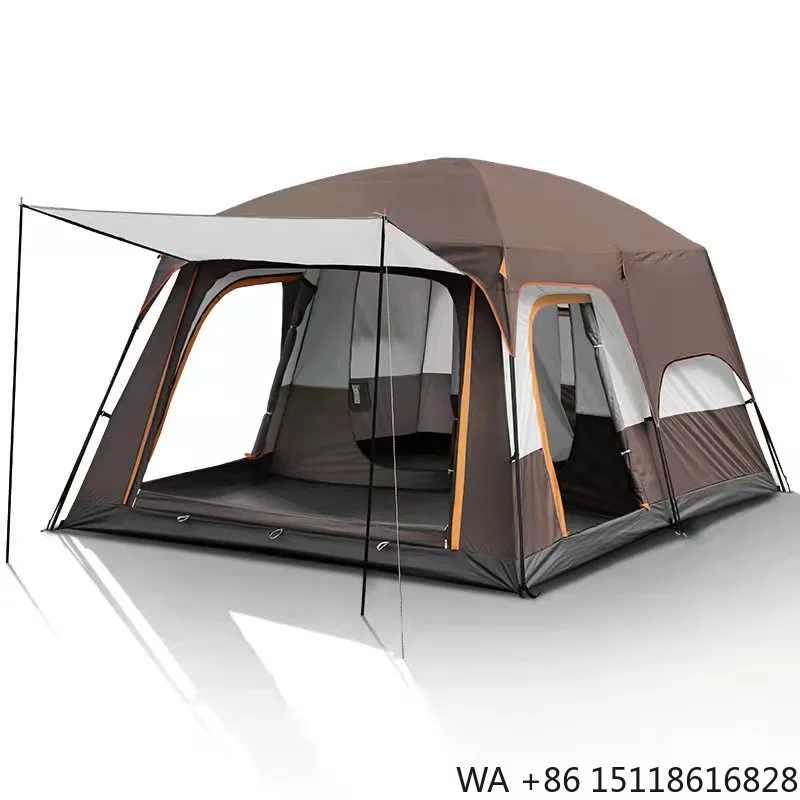 Custom 5 8 12 Person Camping Outdoor Double Layer Quick Automatic Opening Oxford Cloth Large Waterproof Two Bedroom One Tent