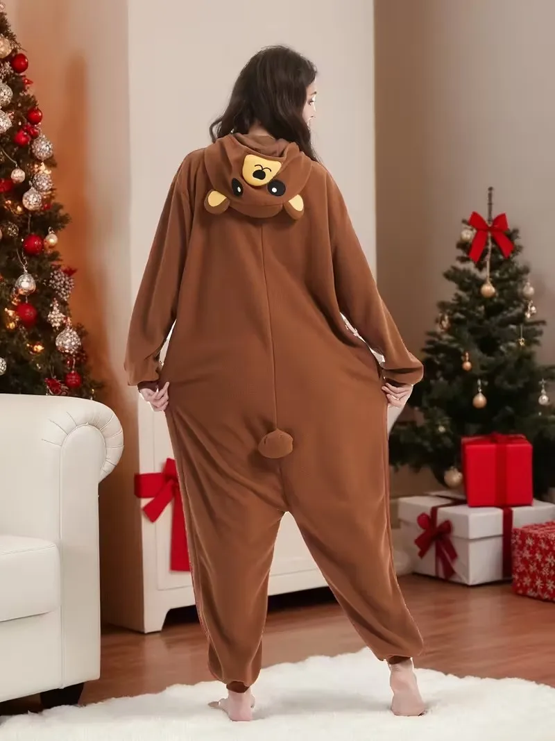 Adult Animal Brown Bear Kigurumi Unicorn Onesies Pajamas Cartoon Cosplay Costumes Jumpsuits halloween Party Homewear Slipper XXL